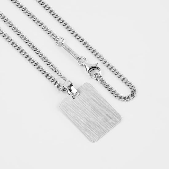 Engraved Rectangular Necklace Pendant, Satin Finish