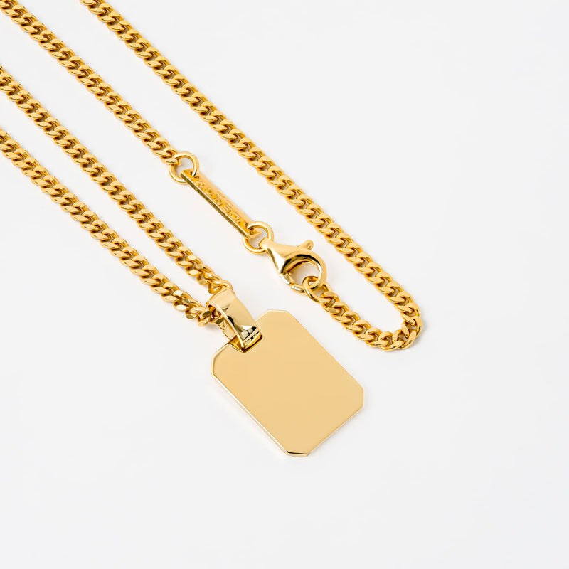 Wisior w kształcie ośmiokąta z grawerowaną płytką, wypolerowany