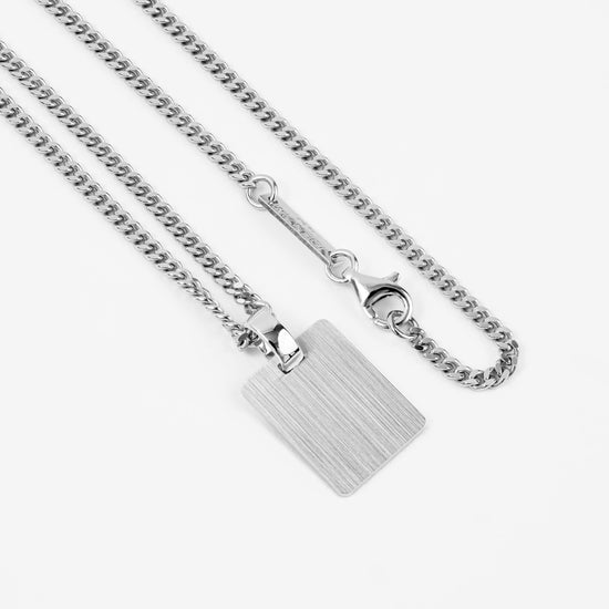Engraved Rectangular Necklace Pendant, Satin Finish