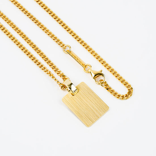 Engraved Rectangular Necklace Pendant, Satin Finish