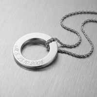 Ring Halskette Gravurplatte Anhänger Personalisieren - 1