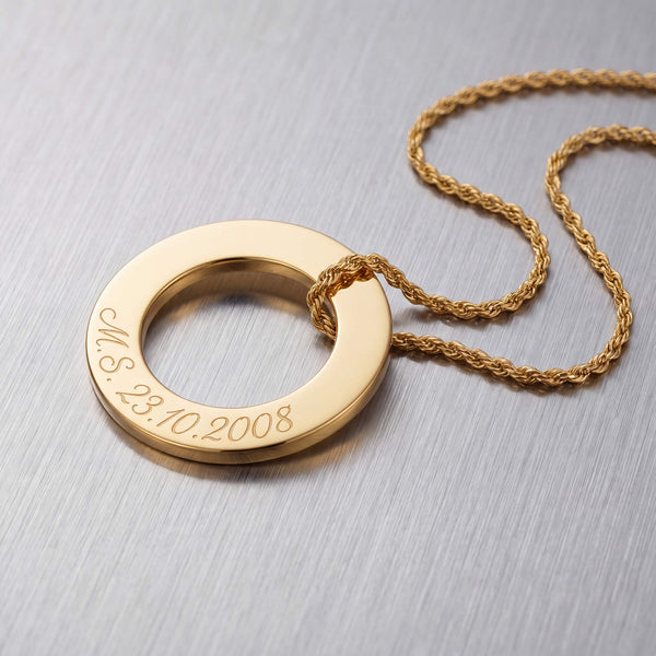 Ring Halskette Gravurplatte Anhänger Personalisieren - 1
