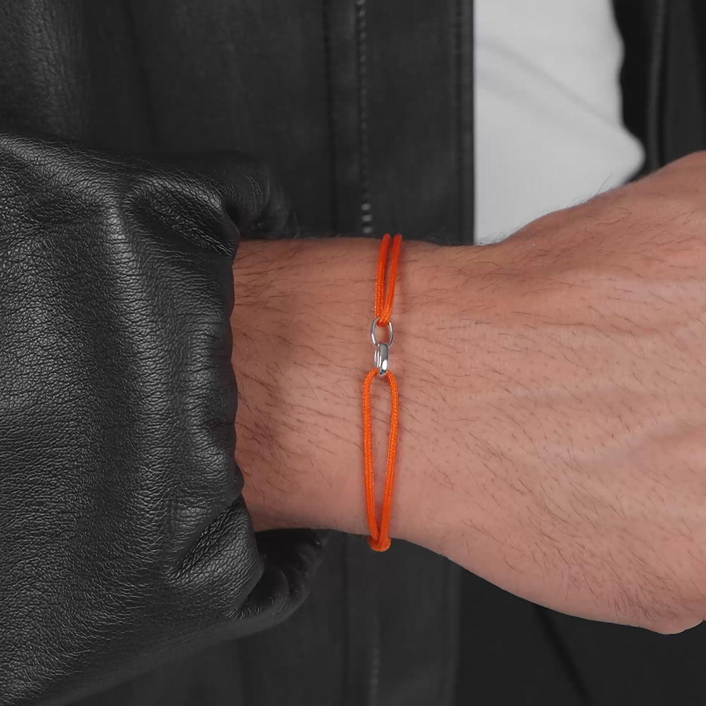 GLORY BRACELET ORANGE STOFFARMBAND 585 WEIßGOLD