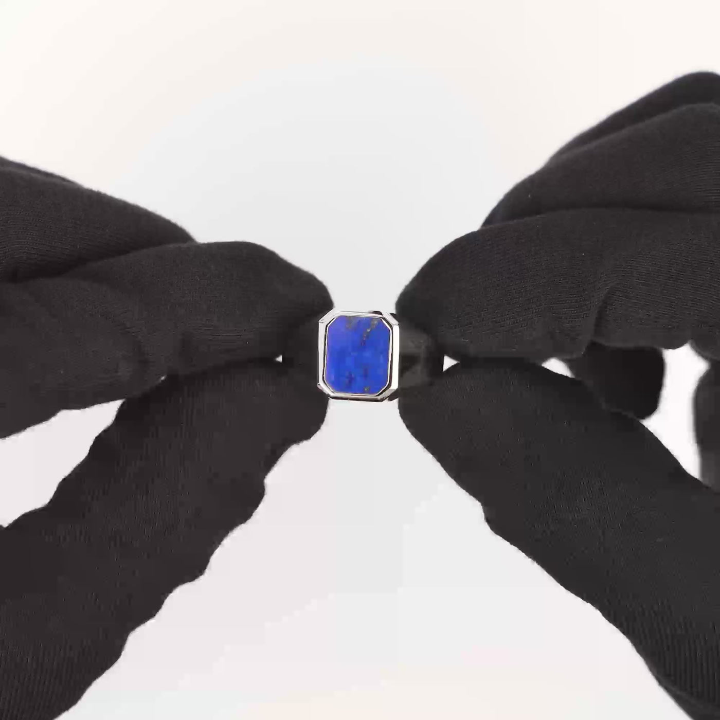 SIEGELRING LAPIS OKTAGON 925 SILBER RHODINIERT