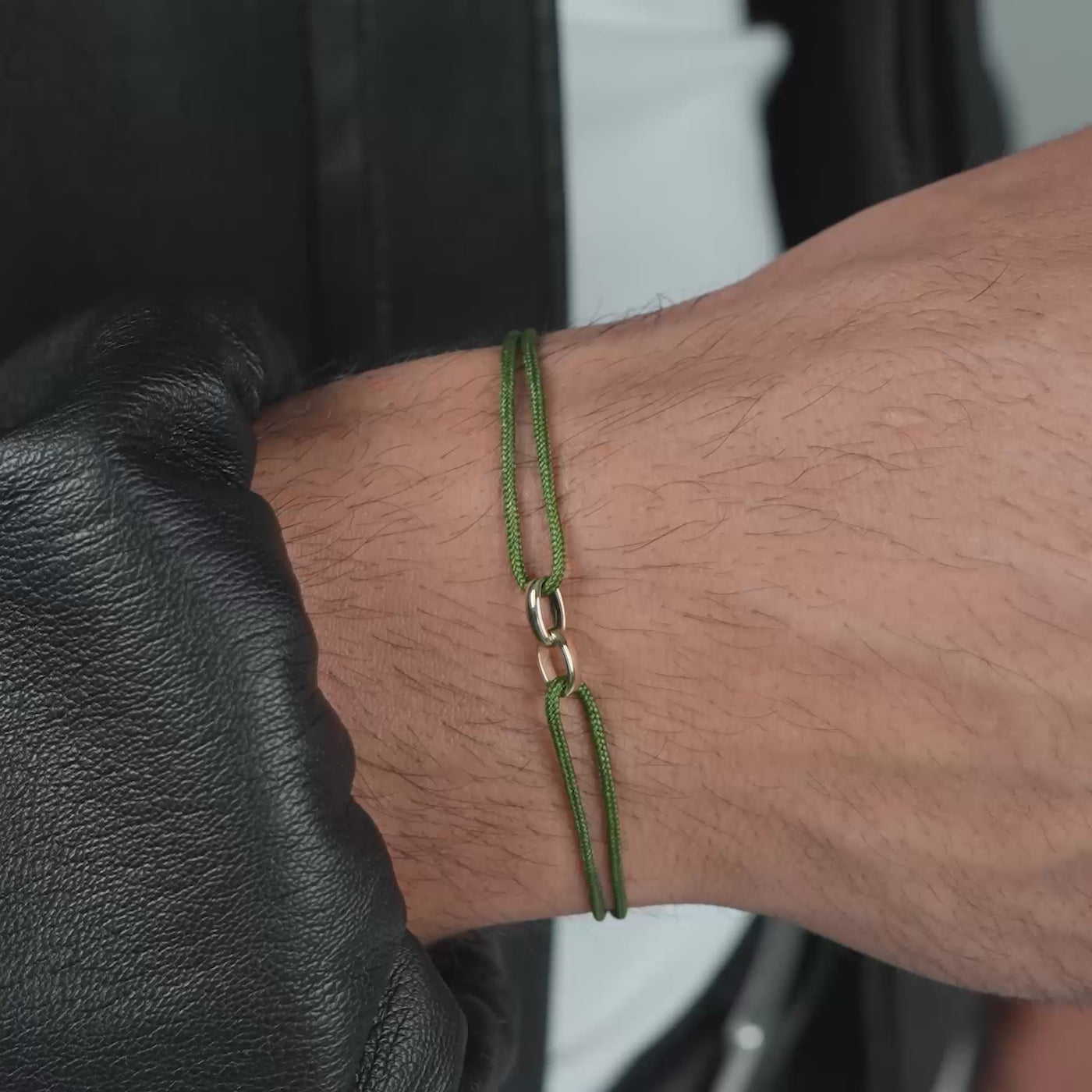 GLORY BRACELET OLIV STOFFARMBAND 585 GOLD