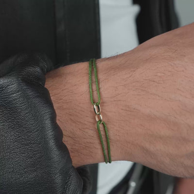 GLORY BRACELET OLIV STOFFARMBAND 585 GOLD