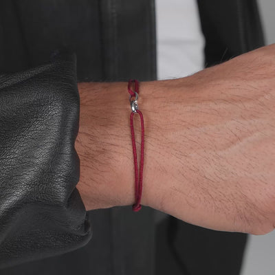 GLORY BRACELET BORDEAUX STOFFARMBAND 585 WEIßGOLD