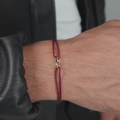 GLORY BRACELET BORDEAUX STOFFARMBAND 585 GOLD