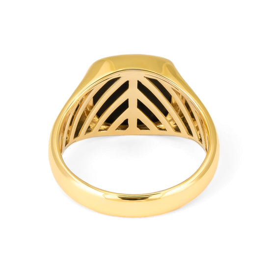 SIGNET RING ONYX SQUARE 585, 750 GOLD - IDENTIM®