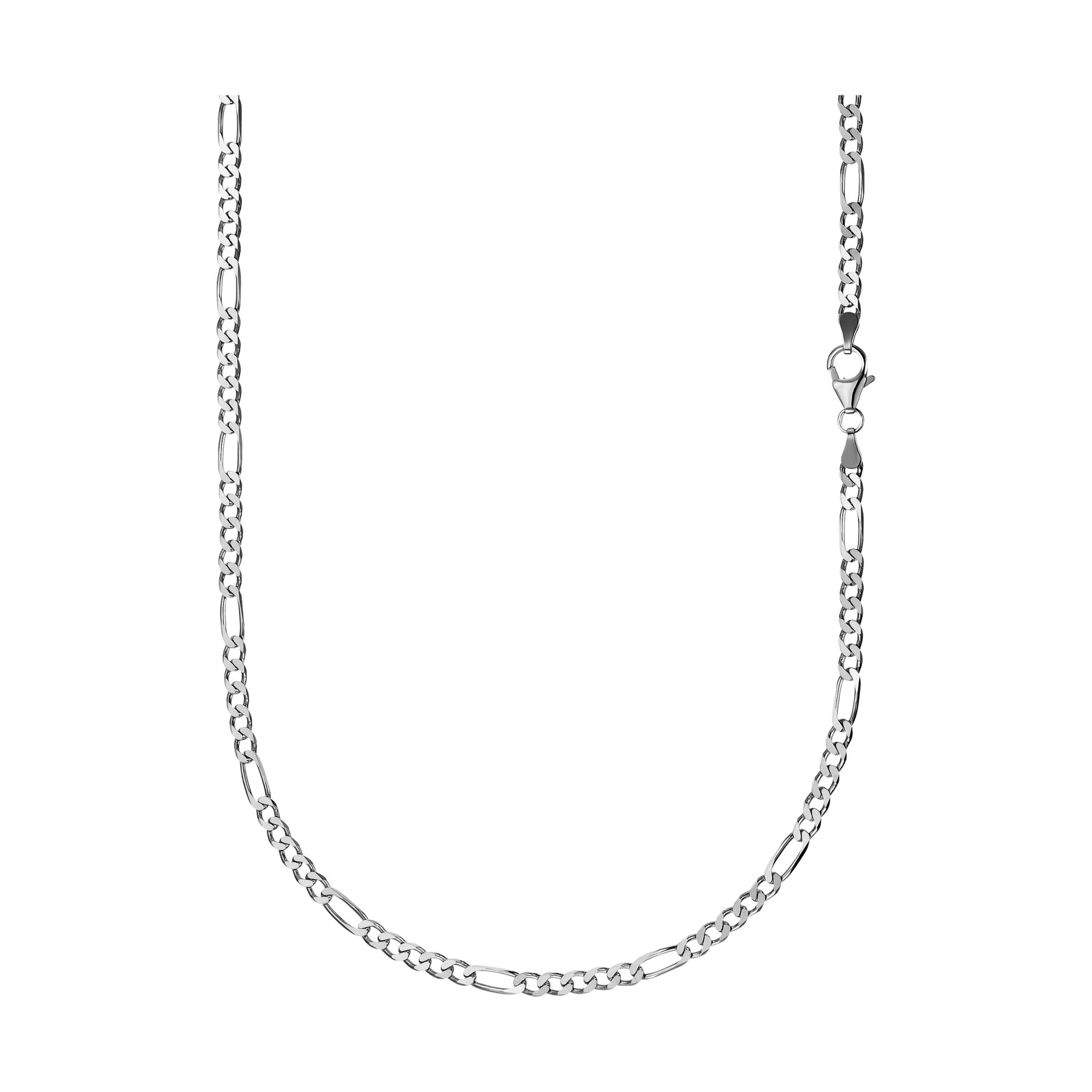 IDENTIM® Herren Halskette Figarokette Herrenkette Silberkette 3.40mm 925  Silber Rhodiniert | Silberketten