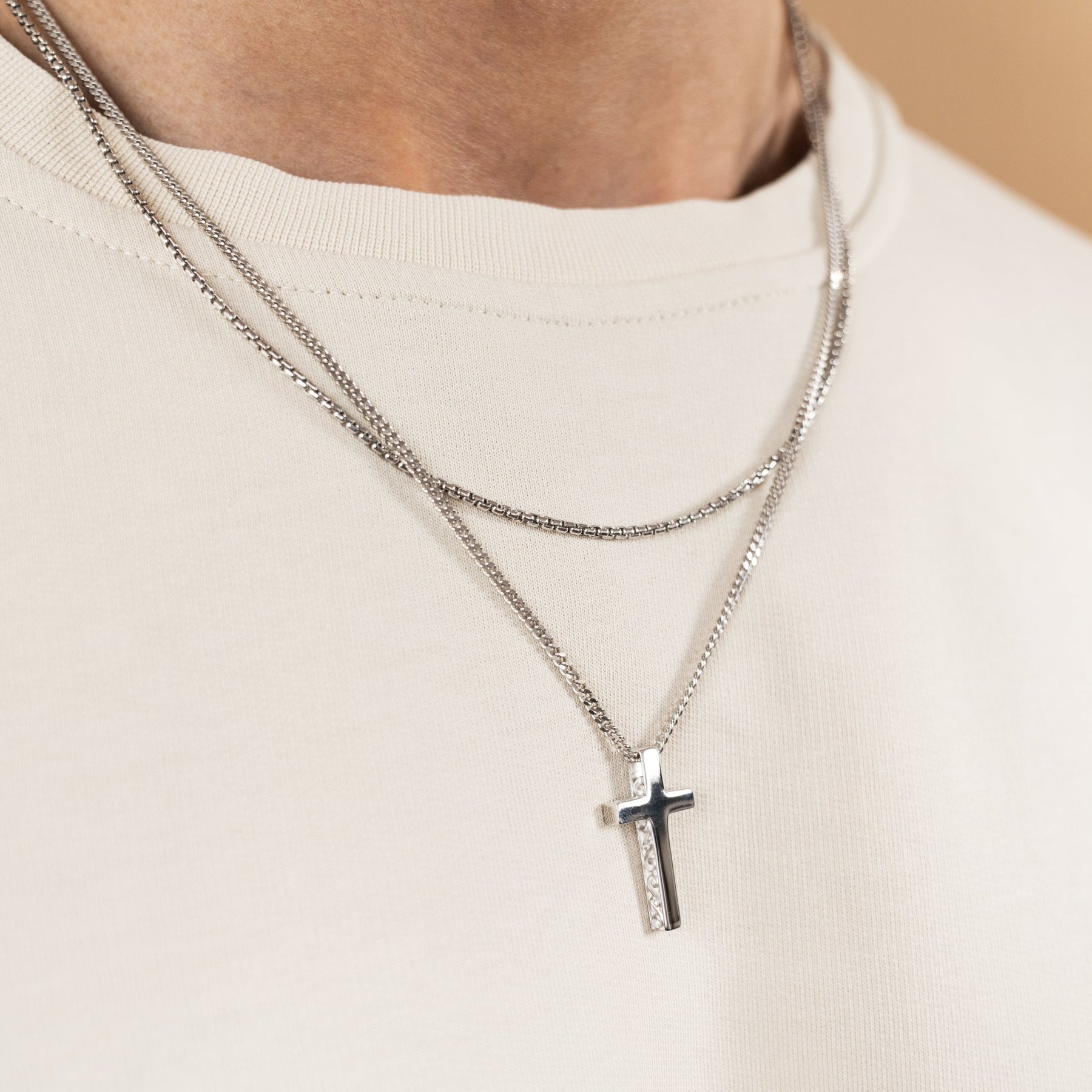 Herren IDENTIM® Rhodiniert Halskette Silber 925 Anhänger Kreuz Massiv