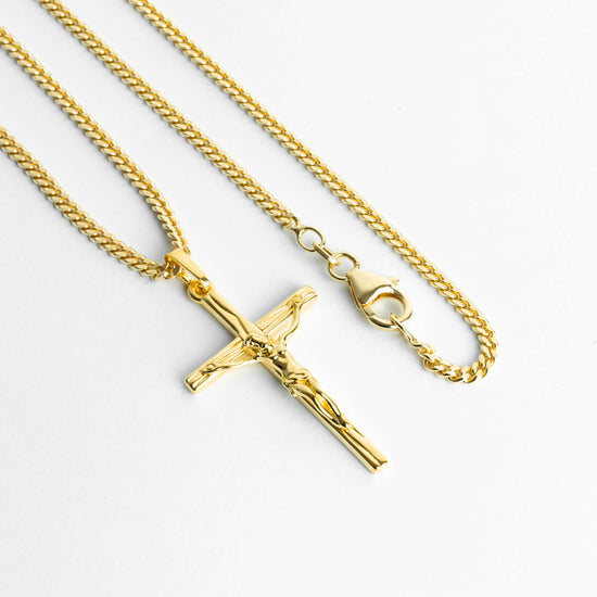 KREUZ KORPUS HALSKETTE 925 SILBER 18 KARAT VERGOLDET - IDENTIM®