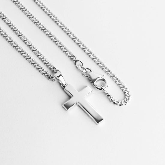 KREUZ HALSKETTE 925 SILBER RHODINIERT - IDENTIM®