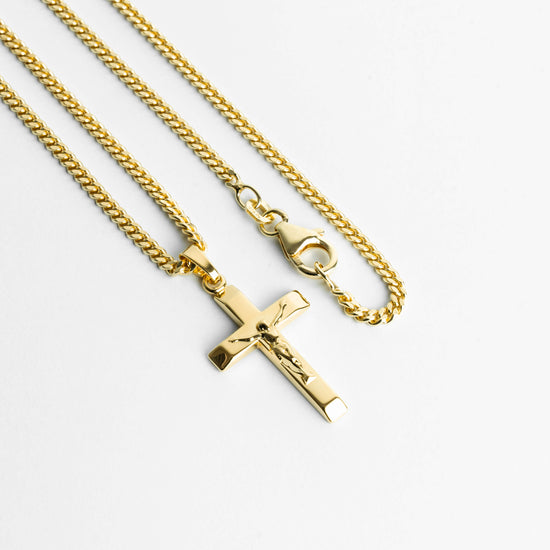 KREUZ KORPUS HALSKETTE 925 SILBER 18 KARAT VERGOLDET - IDENTIM®