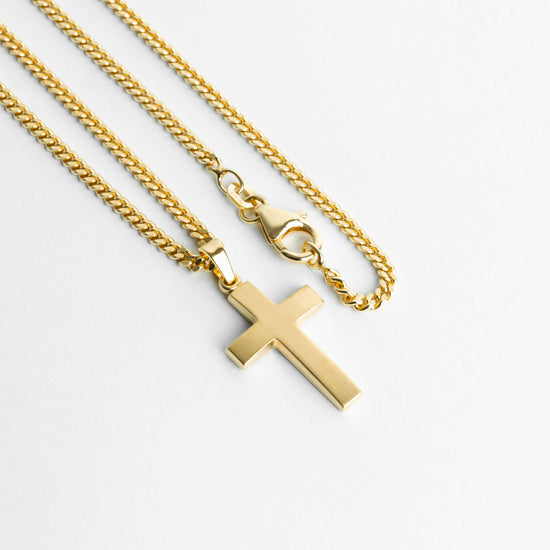 KREUZ HALSKETTE MATTIERT 925 SILBER 18 KARAT VERGOLDET - IDENTIM®