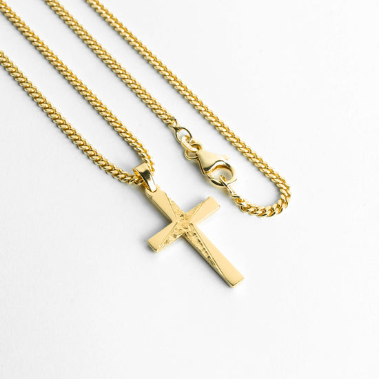 KREUZ HALSKETTE 925 SILBER 18 KARAT VERGOLDET - IDENTIM®