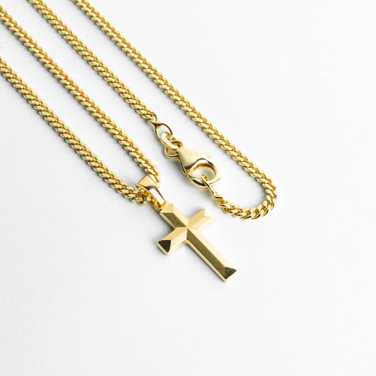 KREUZ HALSKETTE DIAMANTIERT 925 SILBER 18 KARAT VERGOLDET - IDENTIM®
