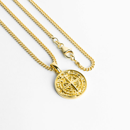 COMPASS NECKLACE 925 SILVER 18 CARAT GOLD PLATED - IDENTIM®