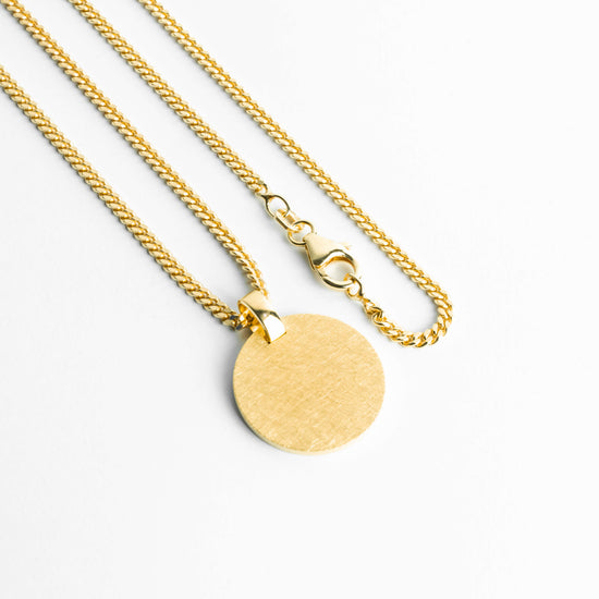 ENGRAVING PLATE ROUND ICE MATT NECKLACE 925 SILVER 18 CARAT GOLD PLATED - IDENTIM®