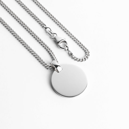 ENGRAVING PLATE ROUND NECKLACE 925 SILVER RHODIUM PLATED - IDENTIM®