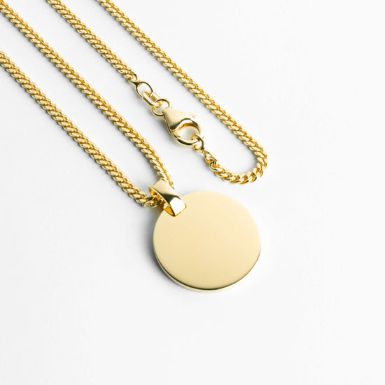 ENGRAVING PLATE ROUND NECKLACE 925 SILVER 18 CARAT GOLD PLATED - IDENTIM®
