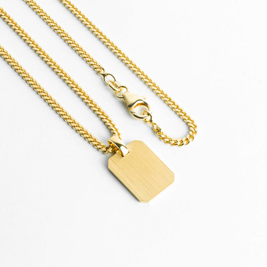 ENGRAVING PLATE OCTAGON NECKLACE 925 SILVER 18 CARAT GOLD PLATED - IDENTIM®