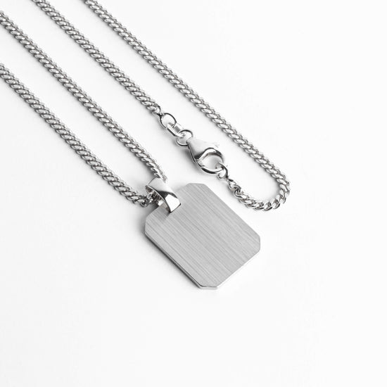 ENGRAVING PLATE OCTAGON NECKLACE 925 SILVER RHODIUM PLATED - IDENTIM®