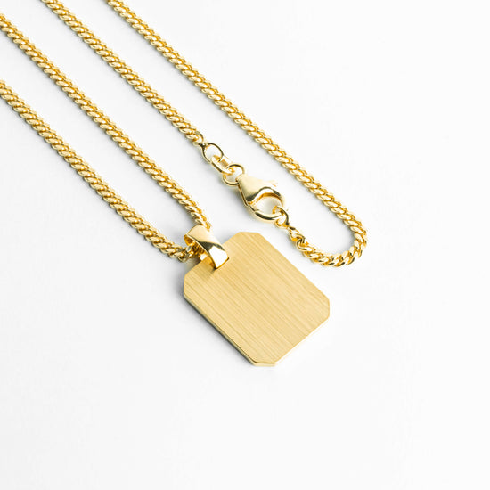 ENGRAVING PLATE OCTAGON NECKLACE 925 SILVER 18 CARAT GOLD PLATED - IDENTIM®