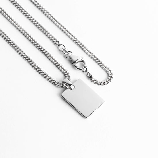 ENGRAVING PLATE RECTANGLE NECKLACE 925 SILVER RHODIUM PLATED - IDENTIM®