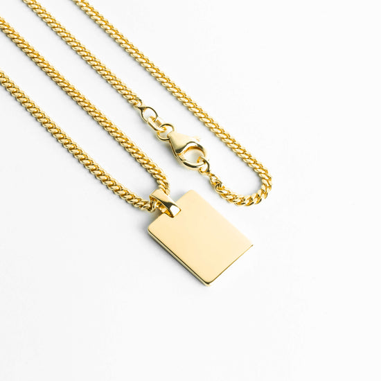 ENGRAVING PLATE RECTANGLE NECKLACE 925 SILVER 18 CARAT GOLD PLATED - IDENTIM®