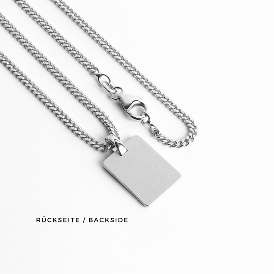 ENGRAVING PLATE RECTANGLE NECKLACE 925 SILVER RHODIUM PLATED - IDENTIM®
