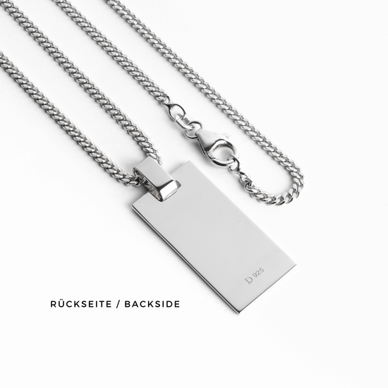 ENGRAVING PLATE RECTANGLE NECKLACE 925 SILVER RHODIUM PLATED - IDENTIM®