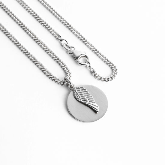 VLEUGEL GRAVEERPLAATJE COLLIER 925 ZILVER GERHODINEERD - IDENTIM®