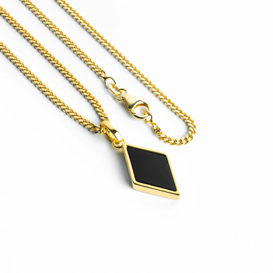 ONYX RAUTE HALSKETTE 925 SILBER 18 KARAT VERGOLDET - IDENTIM®