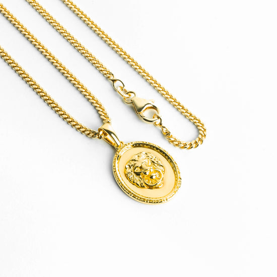 LÖWE HALSKETTE 925 SILBER 18 KARAT VERGOLDET - IDENTIM®