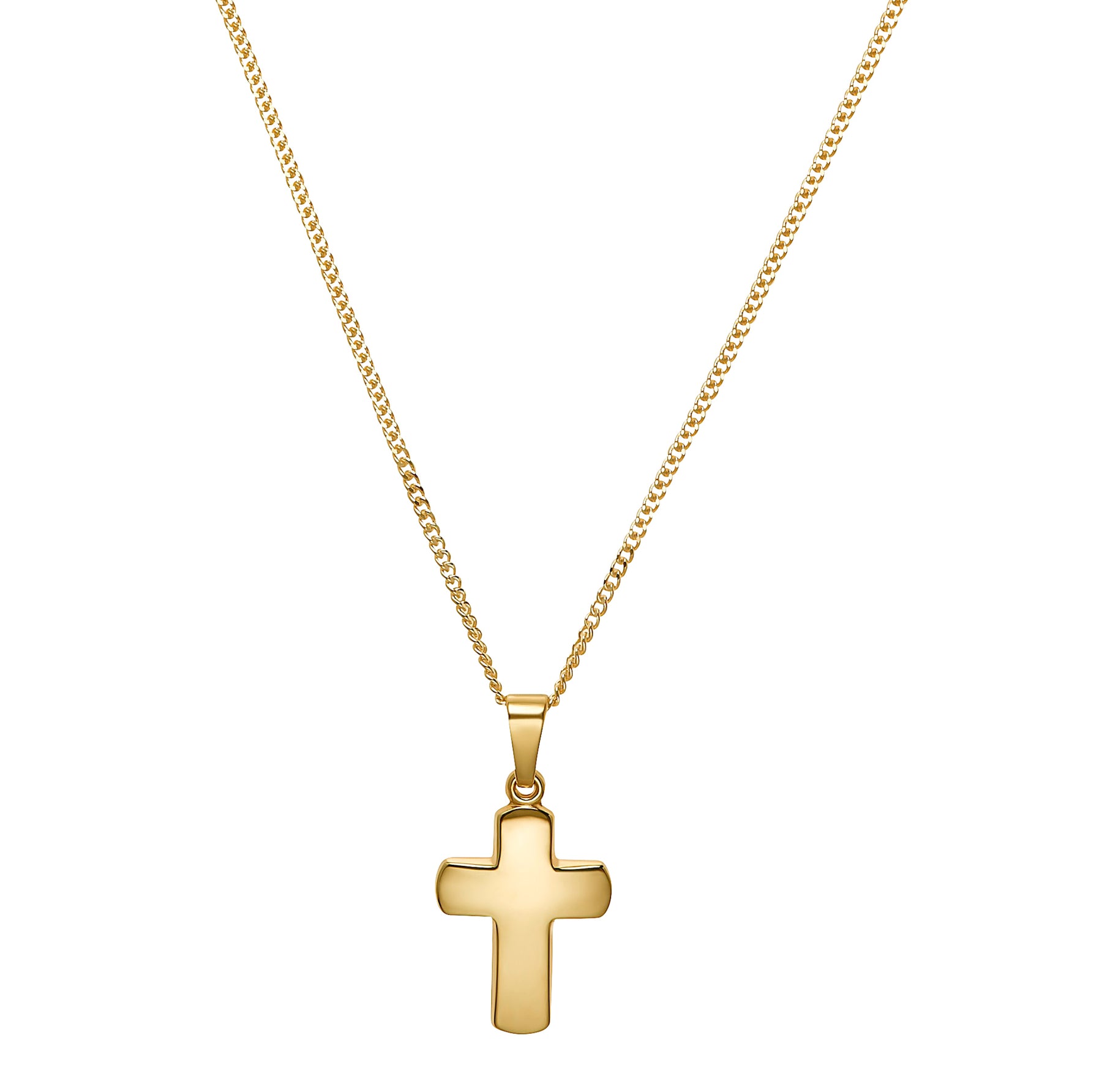 JEVELION Kreuzkette Kreuz Anhänger 333 Gold - Made in Germany  (Goldanhänger, für Damen und Herren), Mit Kette vergoldet- Länge wählbar 36  - 70 cm.