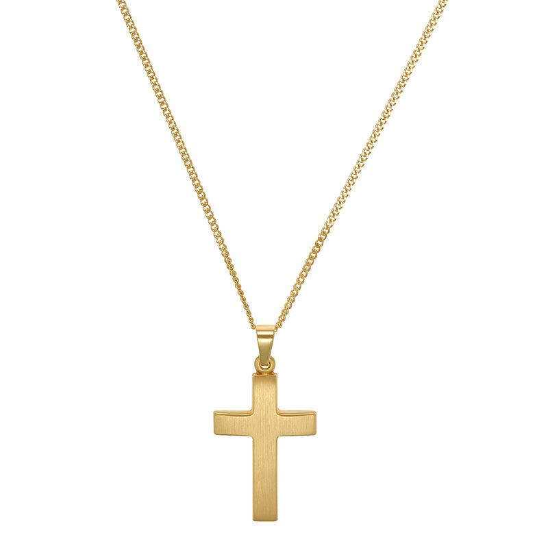 IDENTIM® Herren Halskette Kreuz Anhänger Matt 585 Gold