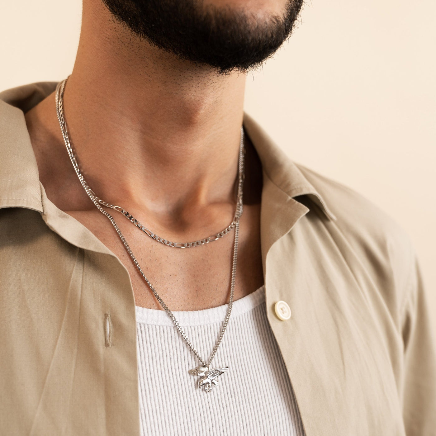 IDENTIM® Herren Halskette Figarokette 3.40mm Silber Herrenkette Rhodiniert 925 Silberkette