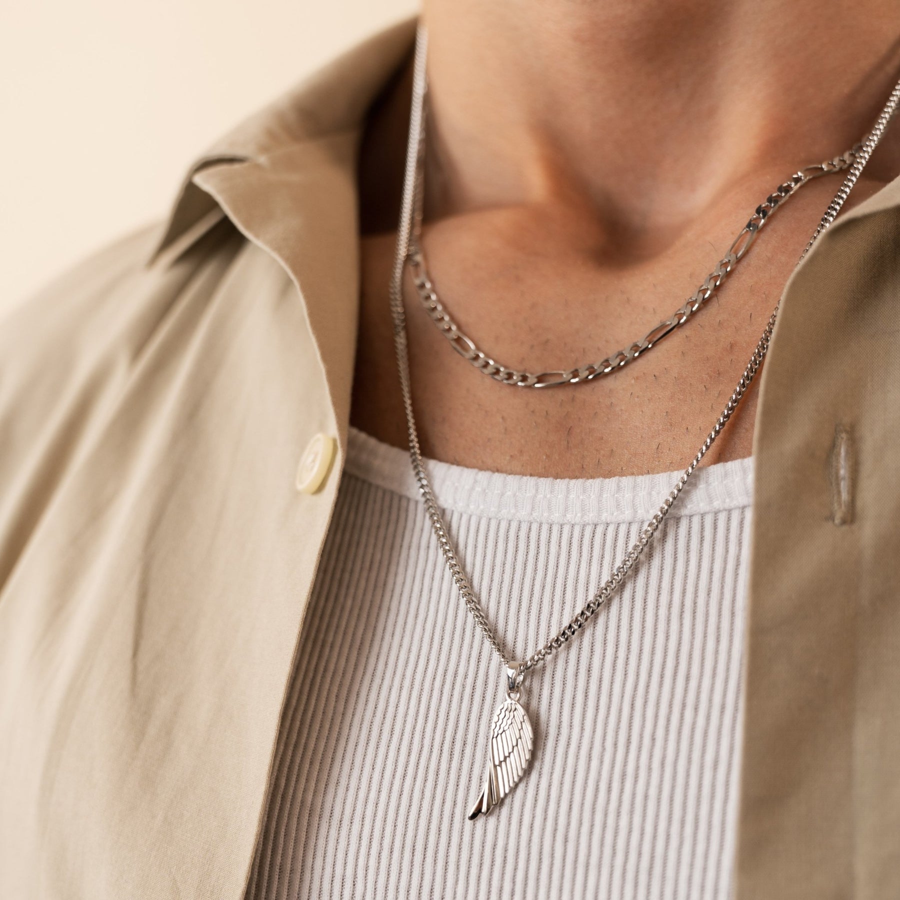 IDENTIM® Herren Halskette Figarokette Herrenkette Silberkette 3.40mm 925  Silber Rhodiniert