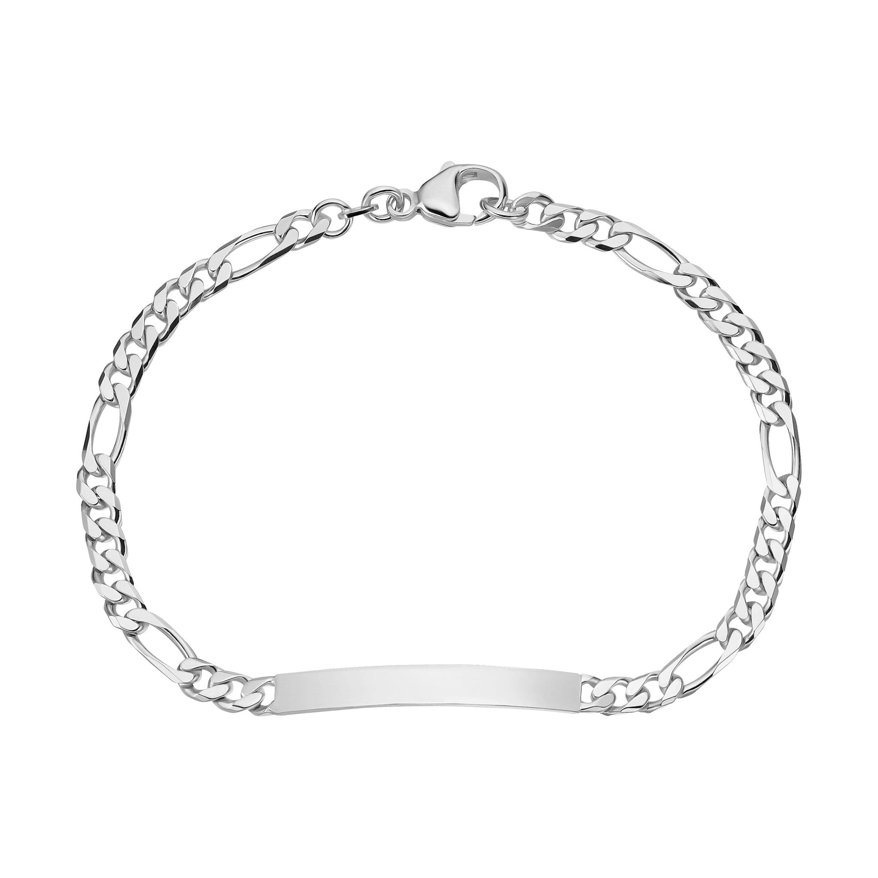 IDENTIM® ID-Armband Figarokette Rhodiniert deiner Wunschgravur 925 Silber Armband Gravurarmband mit Ident
