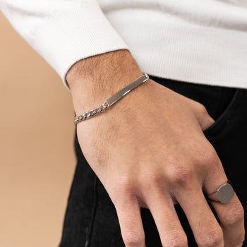 ID BRACELET ARMOR CUBAN 925 SILVER RHODIUM PLATED - IDENTIM®