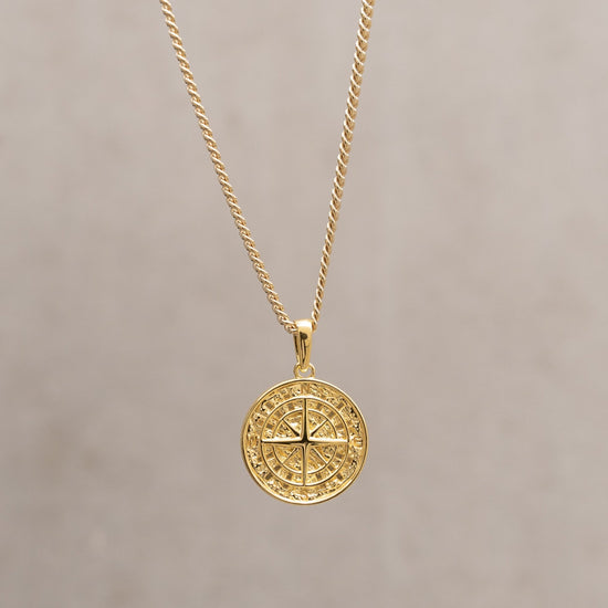 COMPASS NECKLACE 925 SILVER 18 CARAT GOLD PLATED - IDENTIM®