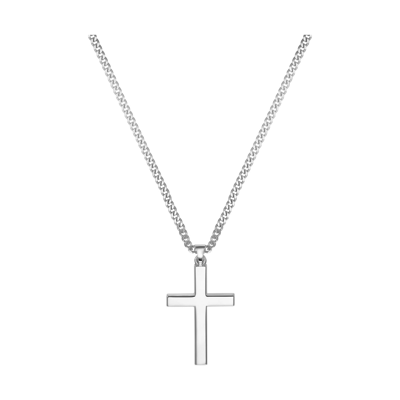 IDENTIM® Herren Halskette Kreuz Anhänger Massiv Poliert 925 Silber | Kettenanhänger