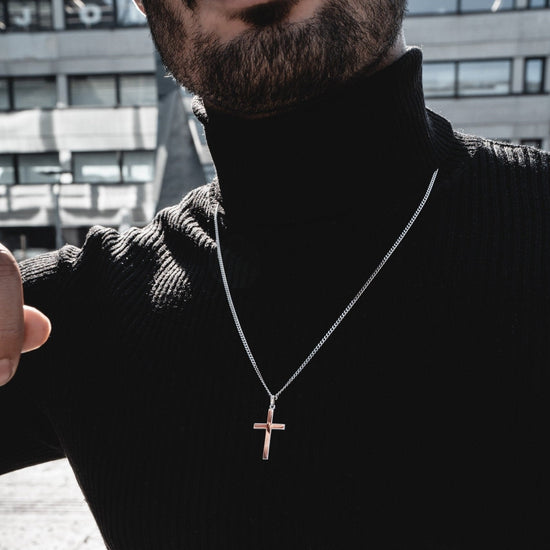 KREUZ HALSKETTE 925 SILBER RHODINIERT - IDENTIM®