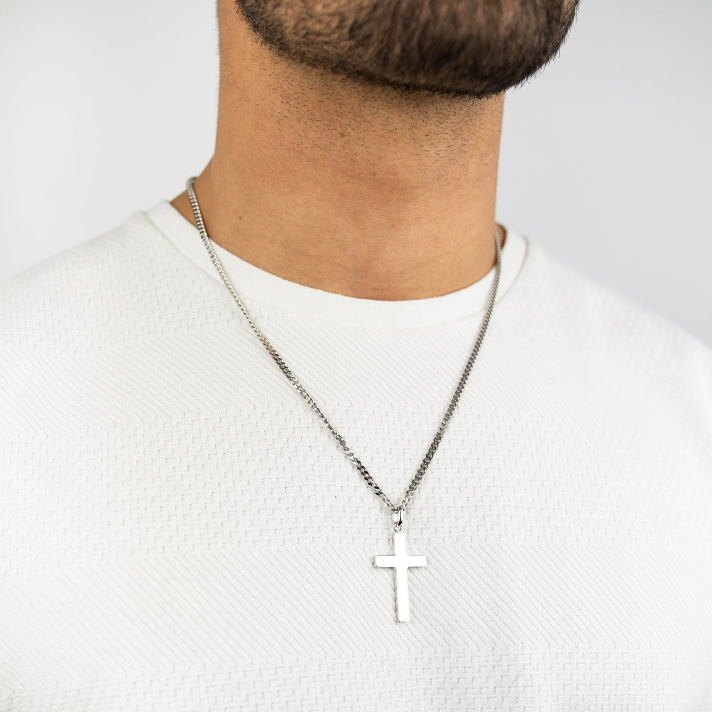 IDENTIM® Halskette Kreuz Rhodiniert Anhänger 925 Silber Herren Gravur