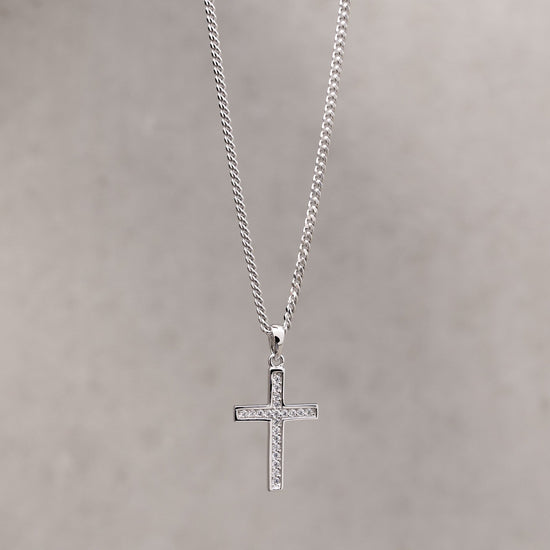 KRUIS COLLIER ICED OUT 925 ZILVER GERHODINEERD - IDENTIM®
