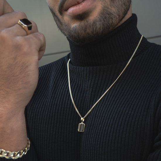 ONYX OCTAGON NECKLACE 585 GOLD - IDENTIM®