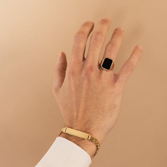 SIGNET RING ONYX OCTAGON 585 GOLD - IDENTIM®